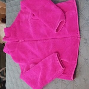 "PRICE DROP" Girl's plush hot pink jacket w/hood by Faded Glory, size L(10/12).